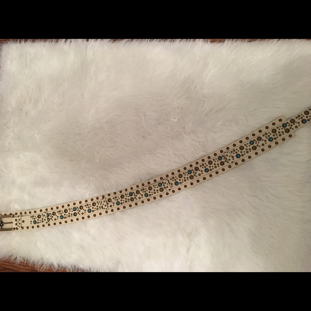 L&D Turquoise Metal Studded Leather Belt